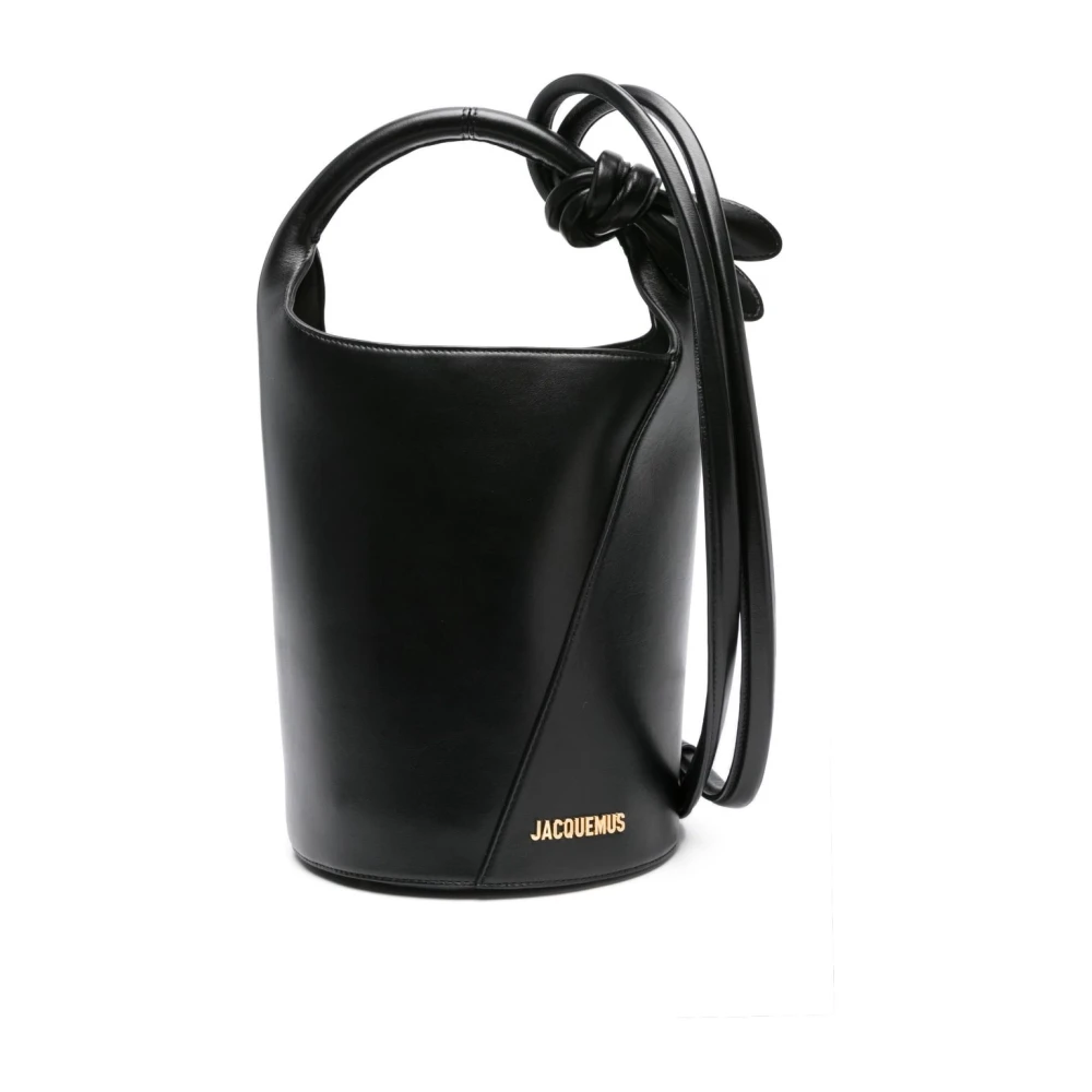 Jacquemus Zwarte leren rugzak met knoopdetails Black Dames