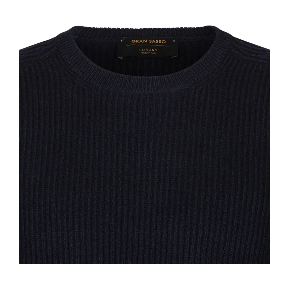 Gran Sasso Navy Blue Crew Neck Sweater Black Heren