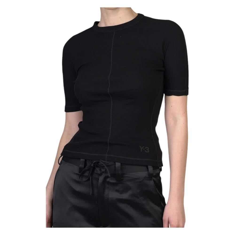 Y-3 Zwarte Fitted Tee Shirt Black Dames