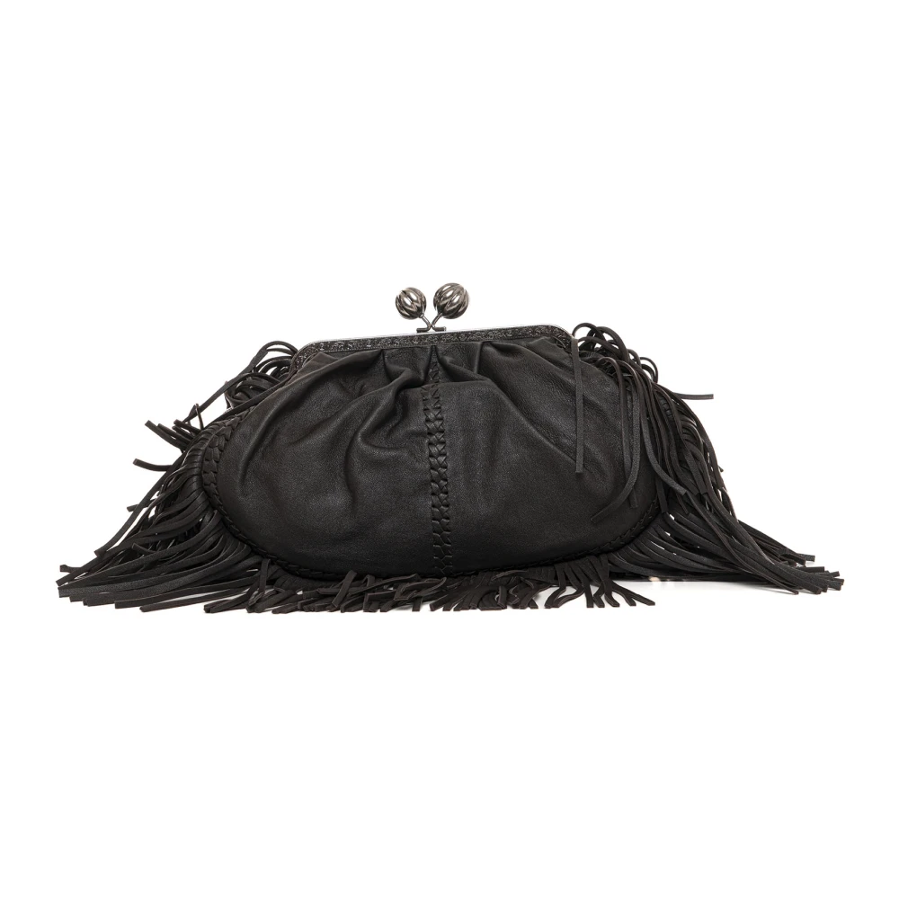 Max Mara Weekend Leren tas met franjes en metalen ketting Brown Dames