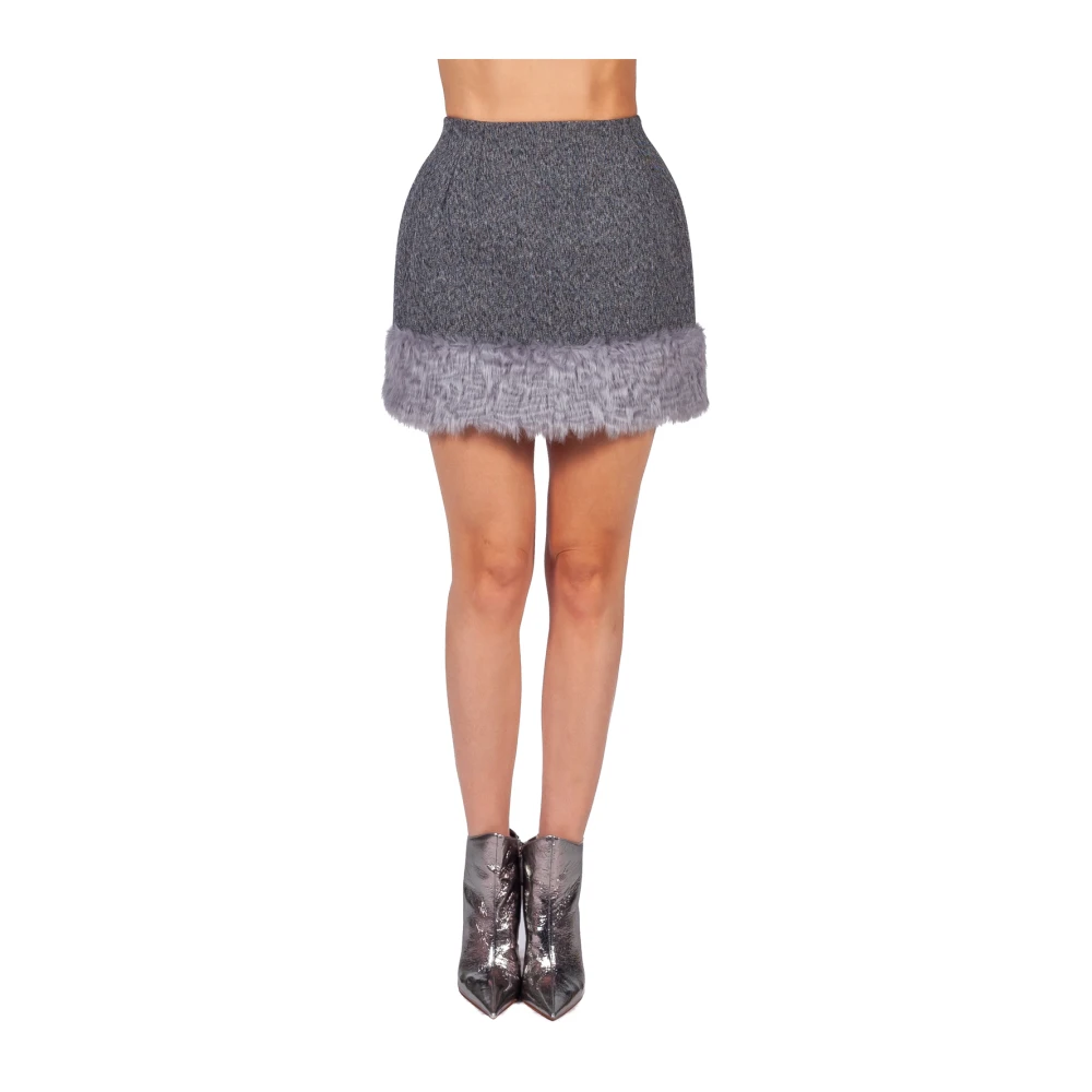 Msgm Grijze Minirok met Nepbont Gray Dames