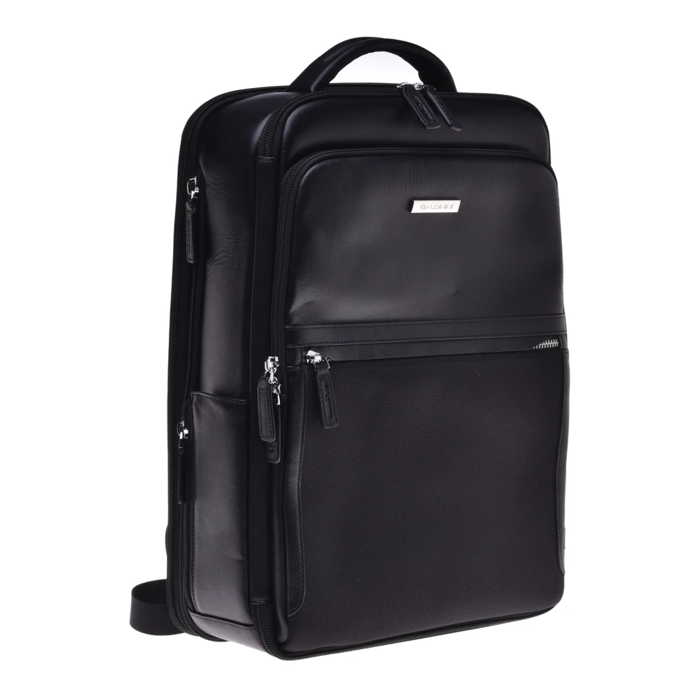 Baldinini Backpack in black leather and nylon Black Heren