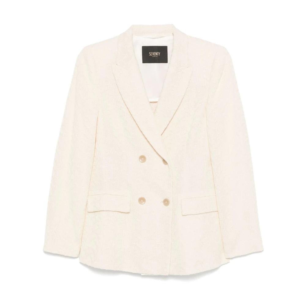 Seventy Roomwit Double-Breasted Jas met Peak Revers Beige Dames