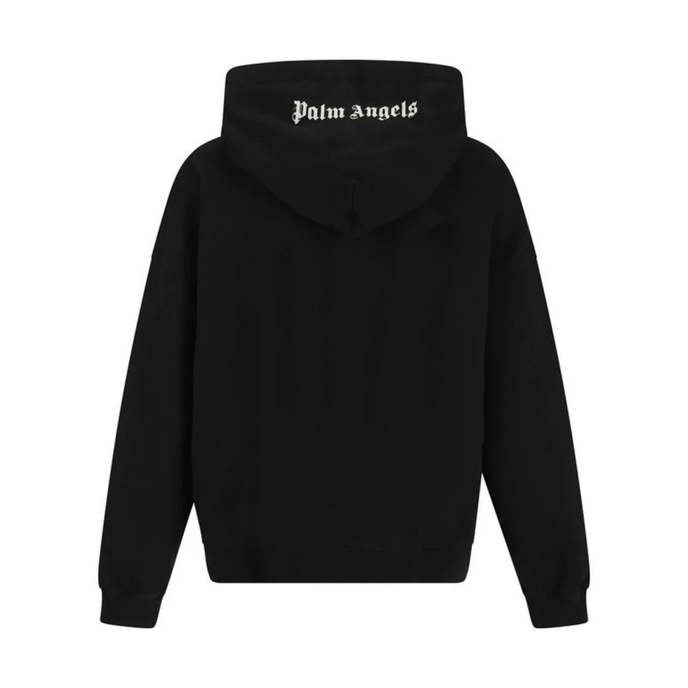 Palm Angels Geribbelde katoenen hoodie met kangoeroezak Black Heren