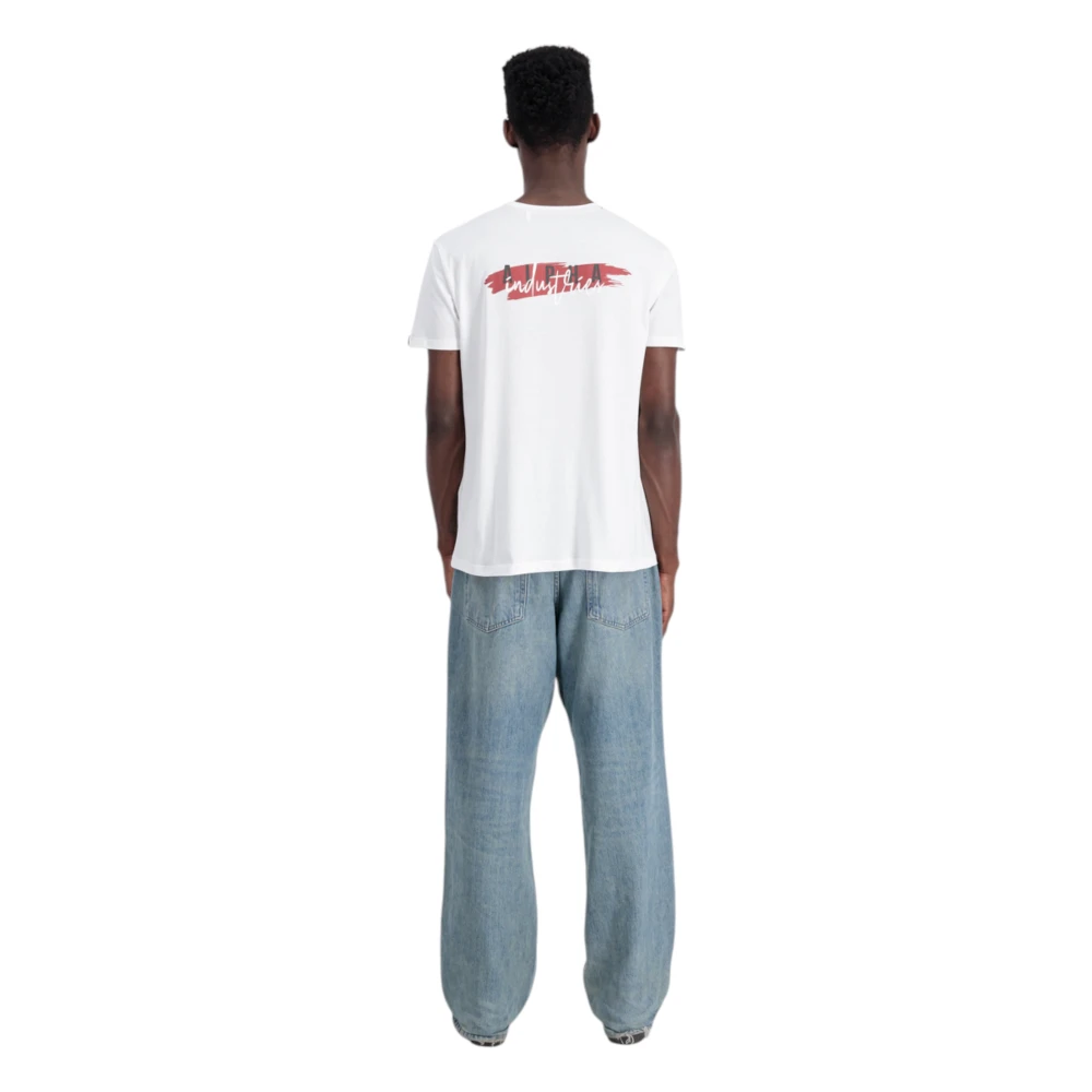 alpha industries Katoenen T-shirt Handtekening Puff Print White Heren