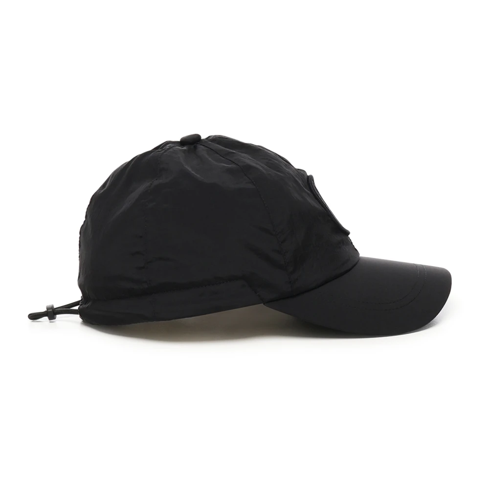 Stone Island Zwarte trekkoordhoeden met gebogen rand Black Heren