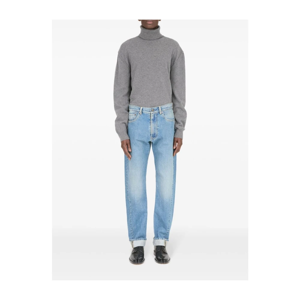 Maison Margiela Blauwe Denim Broek met Handtekening Logo Blue Heren