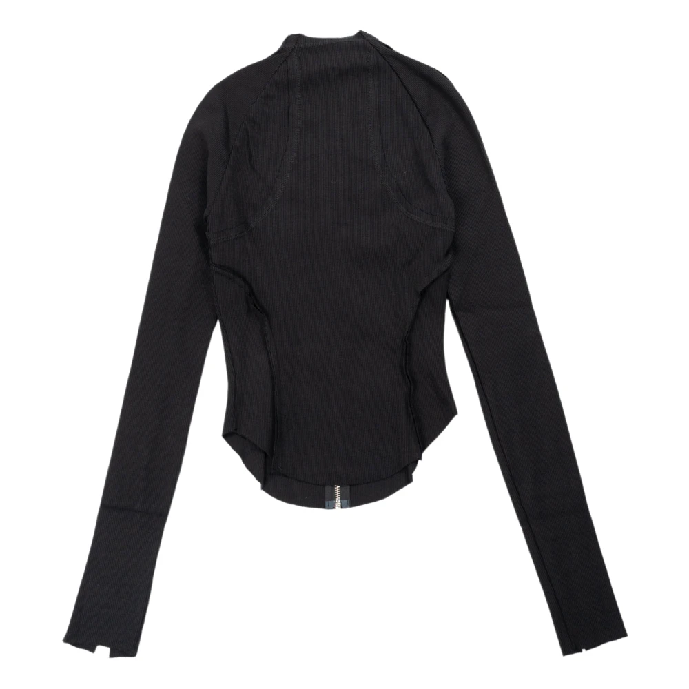 Misbhv Zwart Geribbelde Geritste Longsleeve Black Dames