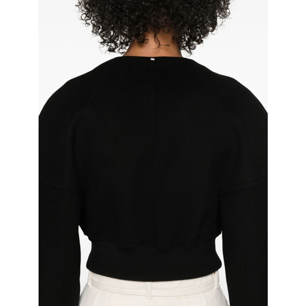 SPORTMAX Zwarte rits voorkant cropped jas Black Dames