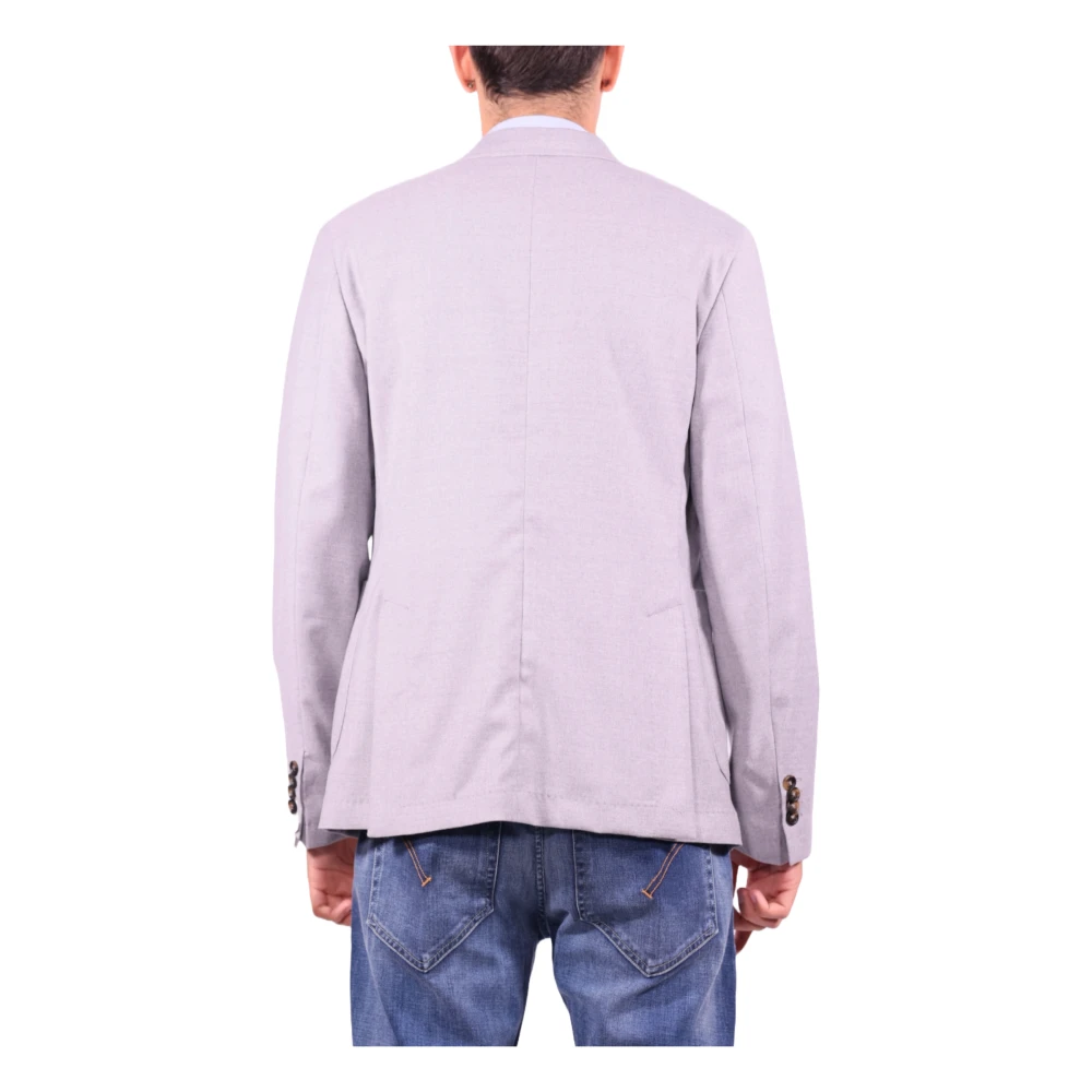 Manuel Ritz Grijze Wol Double-Breasted Jas Pink Heren