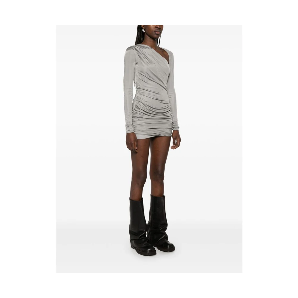 The Attico Taupe Grijs Asymmetrische Hals Jurk Gray Dames