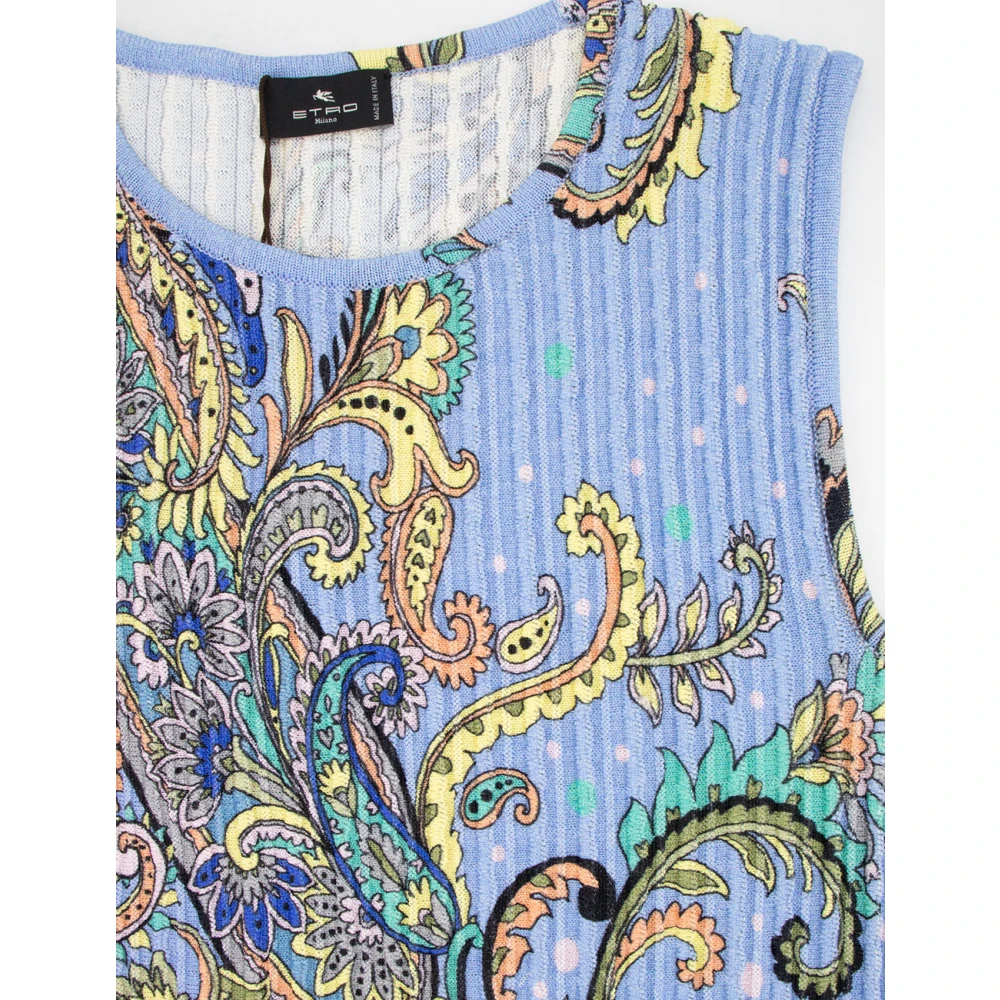 ETRO Bloemen Geometrische Geribbelde Gebreide Top Multicolor Dames