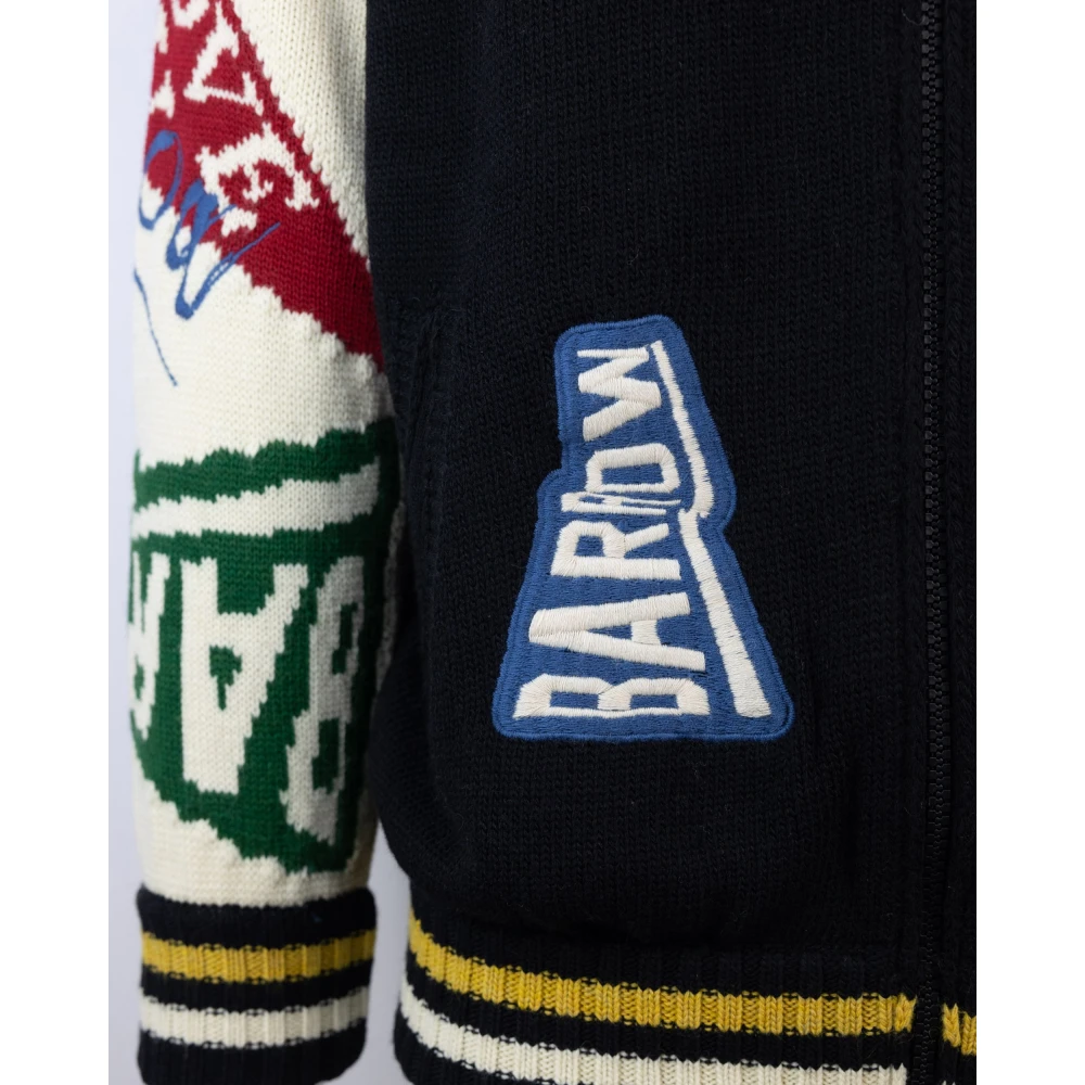 Barrow Zwarte Varsity Jack met Grafische Inzetstukken Black Heren