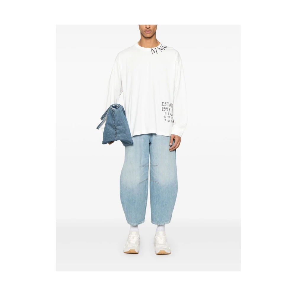 MM6 Maison Margiela Witte Crew Neck Longsleeve T-shirt White Heren