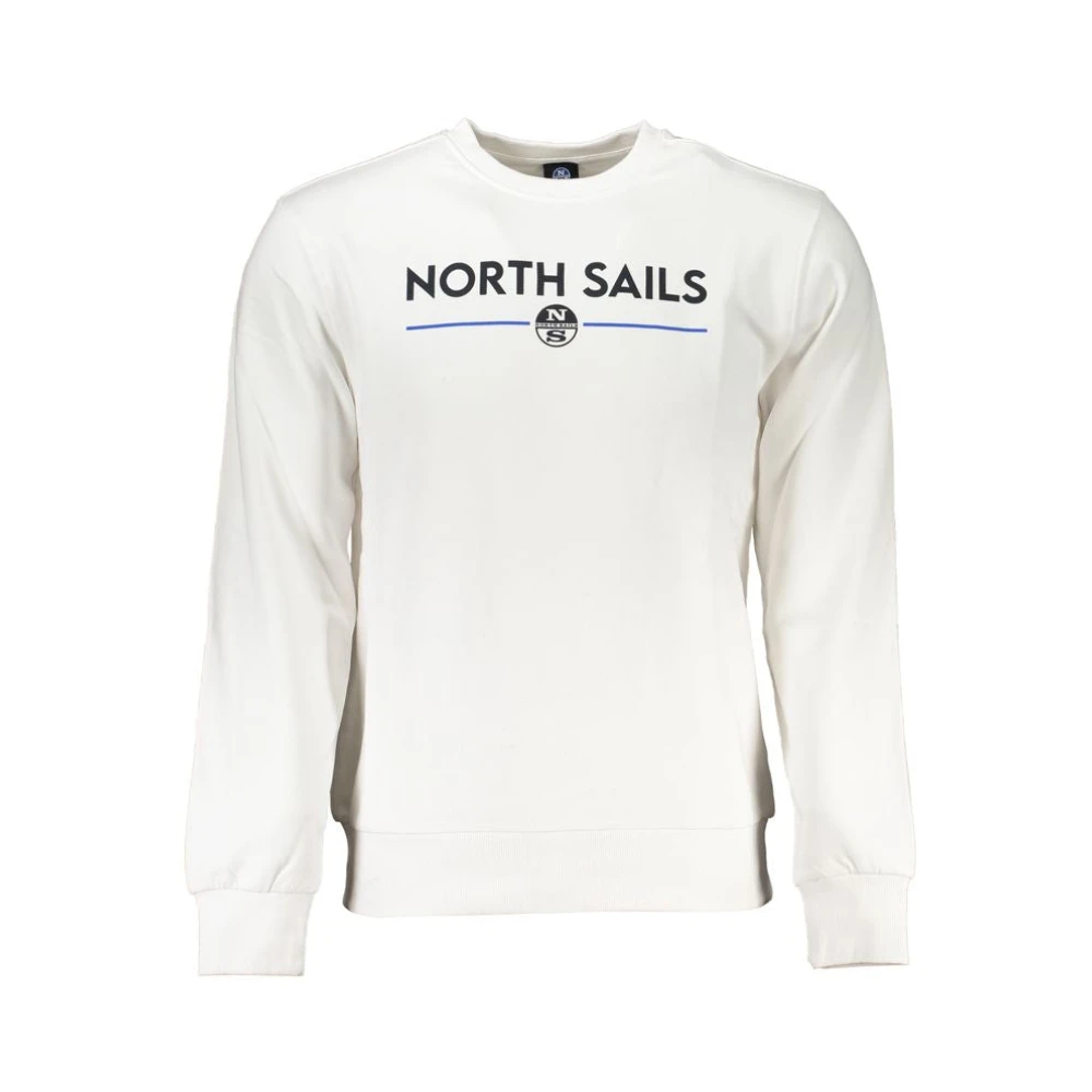 North Sails Men's White Sweatshirts, Xl, Brushed Sweatshirt With Logo Print