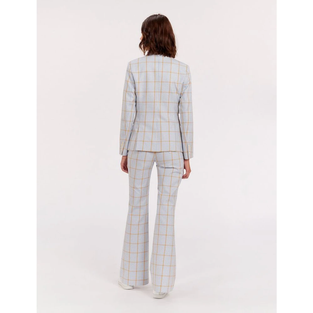 Ines De La Fressange Paris Blauw en oranje geruite jas Multicolor Dames