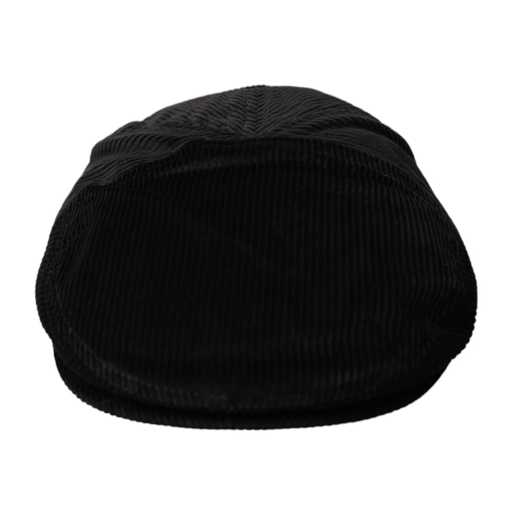 Dolce & Gabbana Zwarte Katoenen Newsboy Cap Black Heren