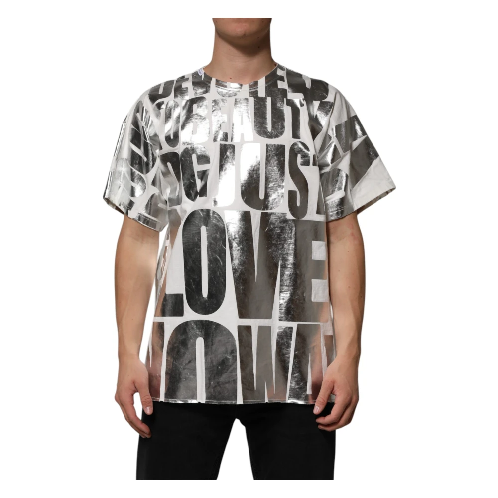 Dolce & Gabbana Vit Metallic Slogan Print T-Shirt