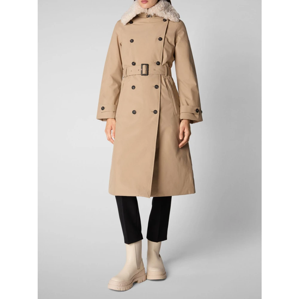 Save The Duck Beige Modieuze Jassen Milano Stijl Beige Dames