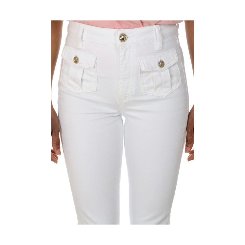 Guess High Rise Flare Jeans Wit White Dames
