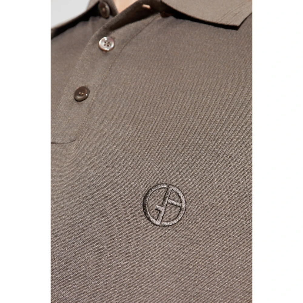 Giorgio Armani Polo met geborduurd logo Brown Heren