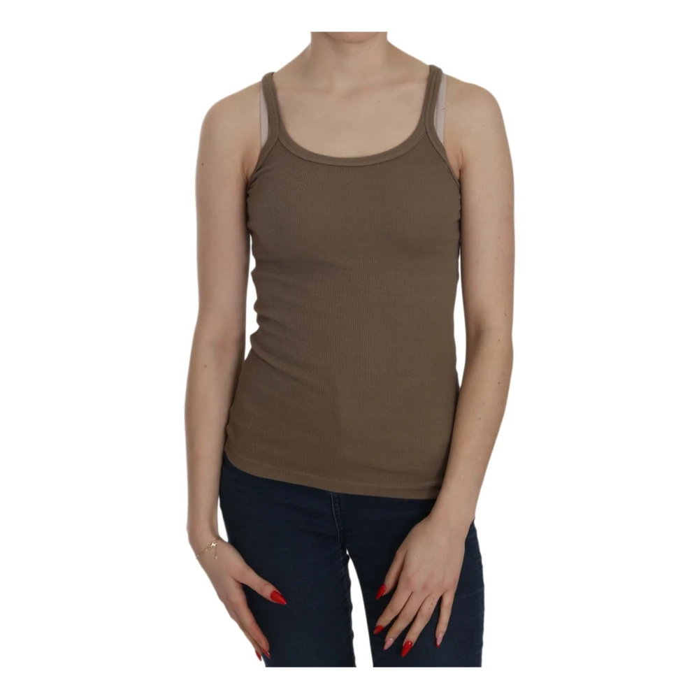 Pink Memories Bruine Mouwloze Spaghetti Strap Top Blouse Brown Dames