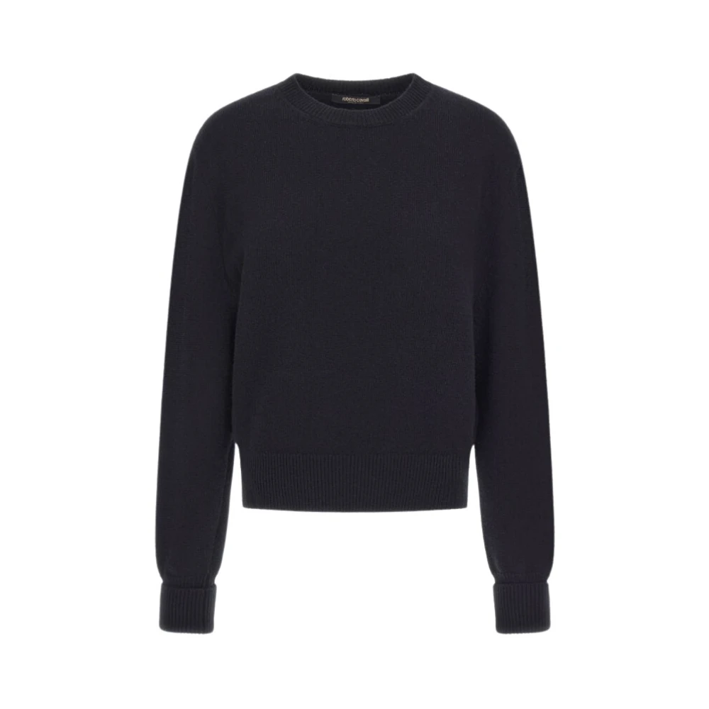 Roberto Cavalli Women's Black Round-Neck Knitwear, Xs, Knit Jumper Made In Italy