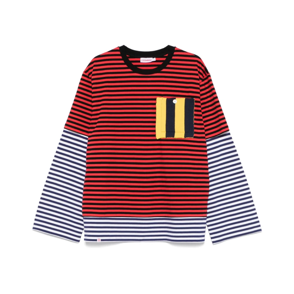Loverboy by Charles Jeffrey Rode Gestreepte Korte Mouw T-shirt Red Heren