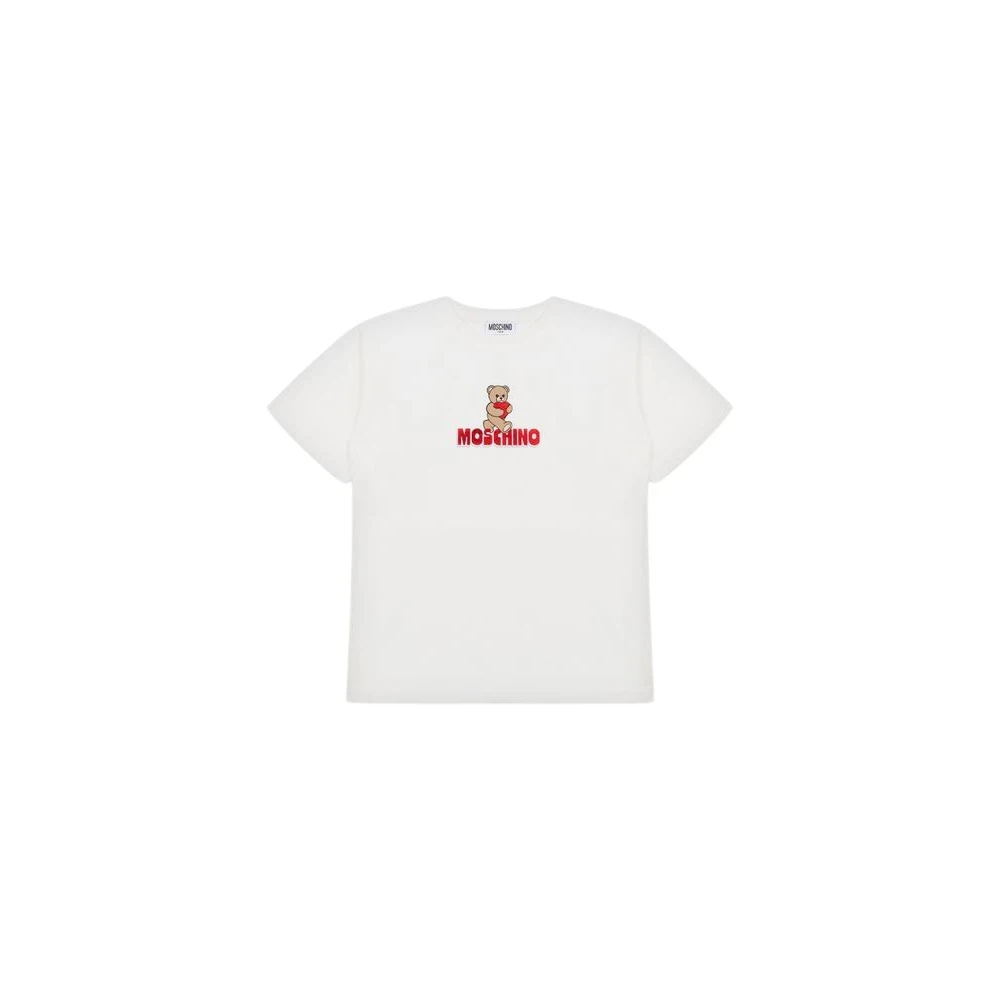 Moschino White Kids Short Sleeve T-Shirts, Female, 4 Y, Teddy Bear Maxi T-Shirt