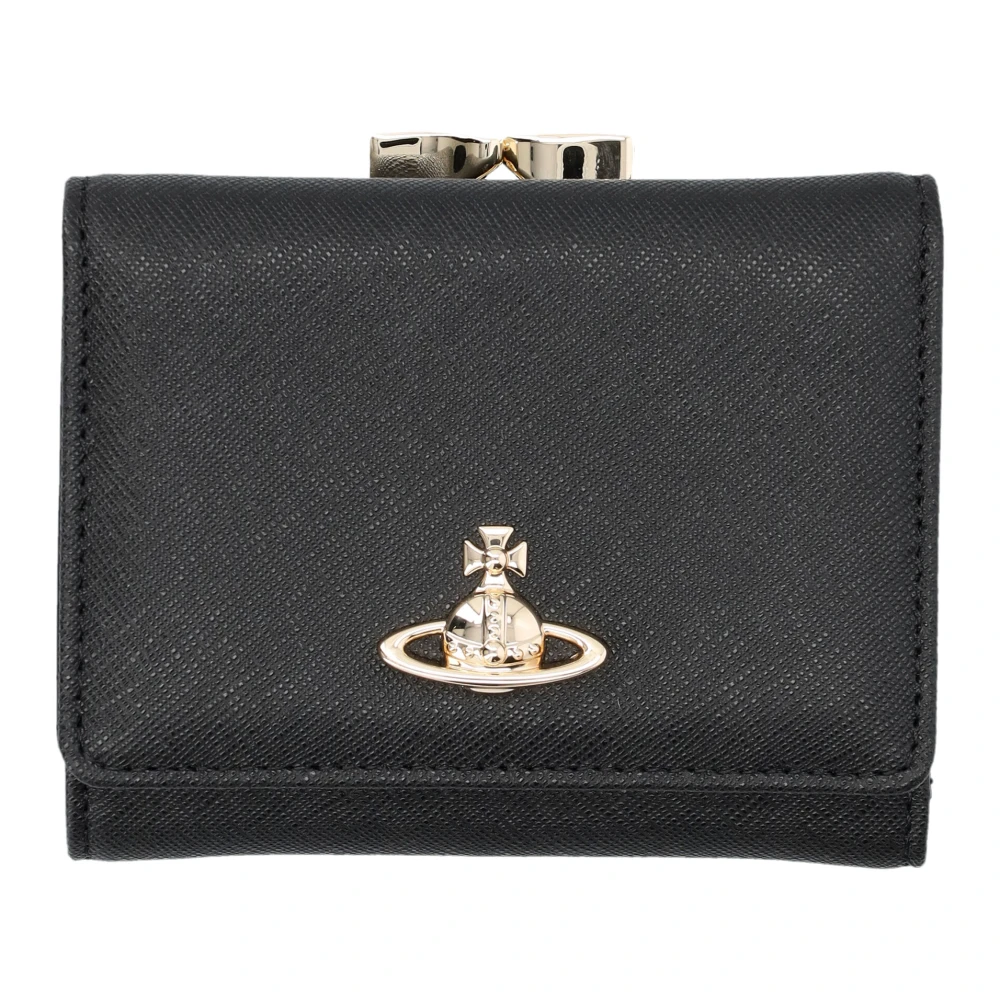 Vivienne Westwood Svart Saffiano Läder Plånbok med Orb Emblem Black, Dam