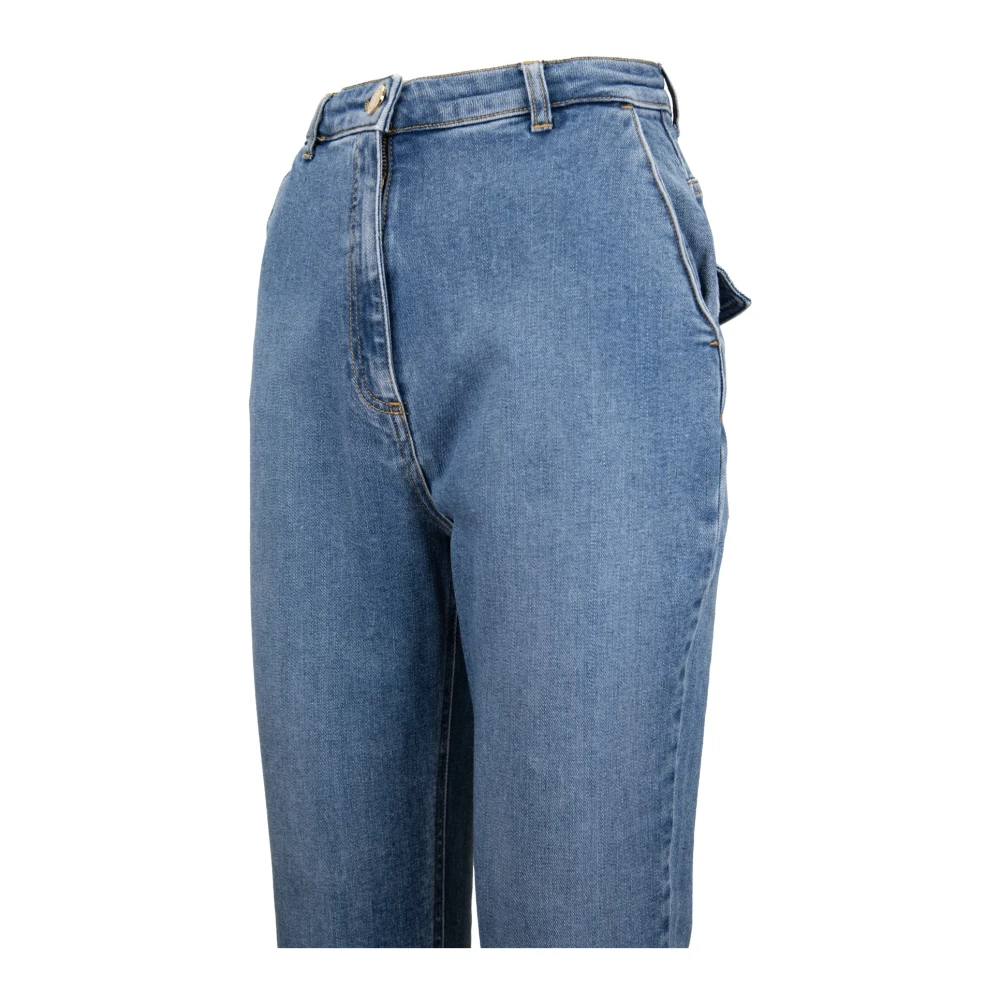 Elisabetta Franchi Dames Jeans met Rits en Knoop Blue Dames