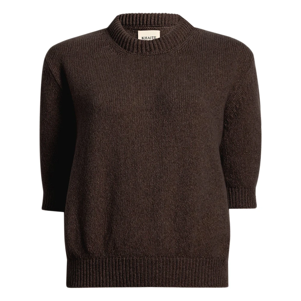 Khaite Women's Brown Davin Short-Sleeve Jumper