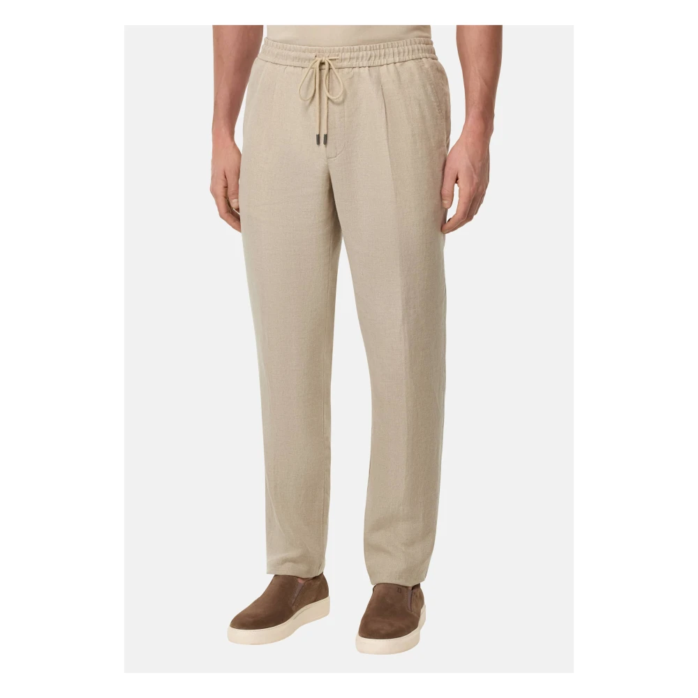 Boggi Milano City Linnen Broek Beige Heren