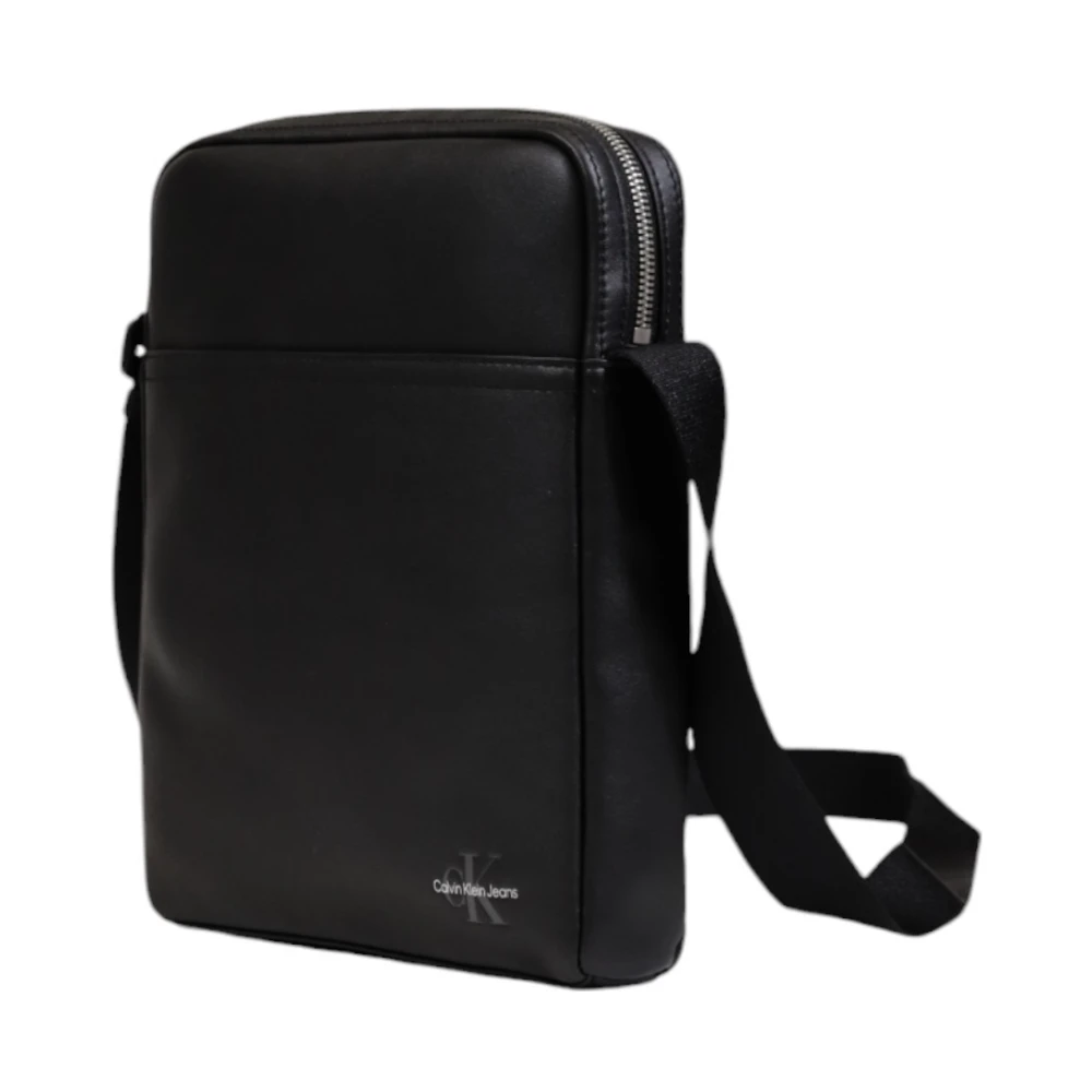 Calvin Klein Zwarte Effen Schoudertas met Rits Black Heren