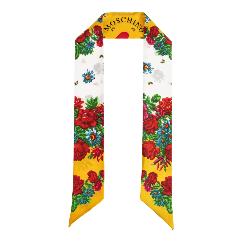 Moschino Multicolor Sidenscarf Med Blommigt Motiv