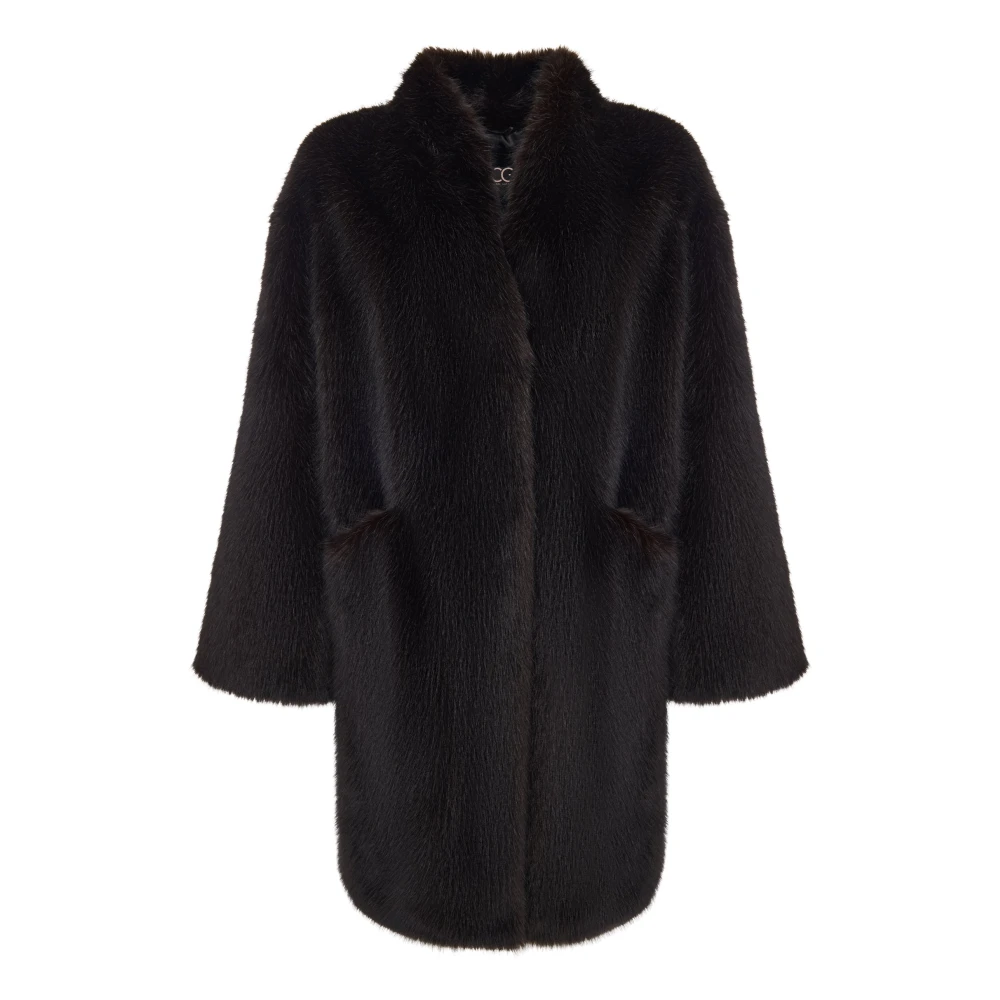 Cesare Gaspari Vrouw Bruin Jassen Dames, Xl, Polyester, Luxe Imitatiebont Jas