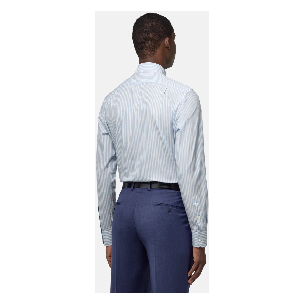 Boggi Milano Regular Fit Katoenen Dobby Overhemd Blue Heren