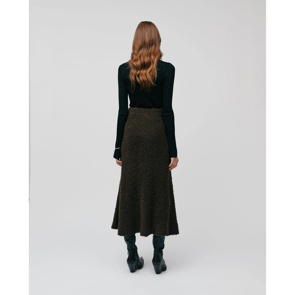 IVY OAK A-lijn Bouclé Rok Elastische Taille Brown Dames