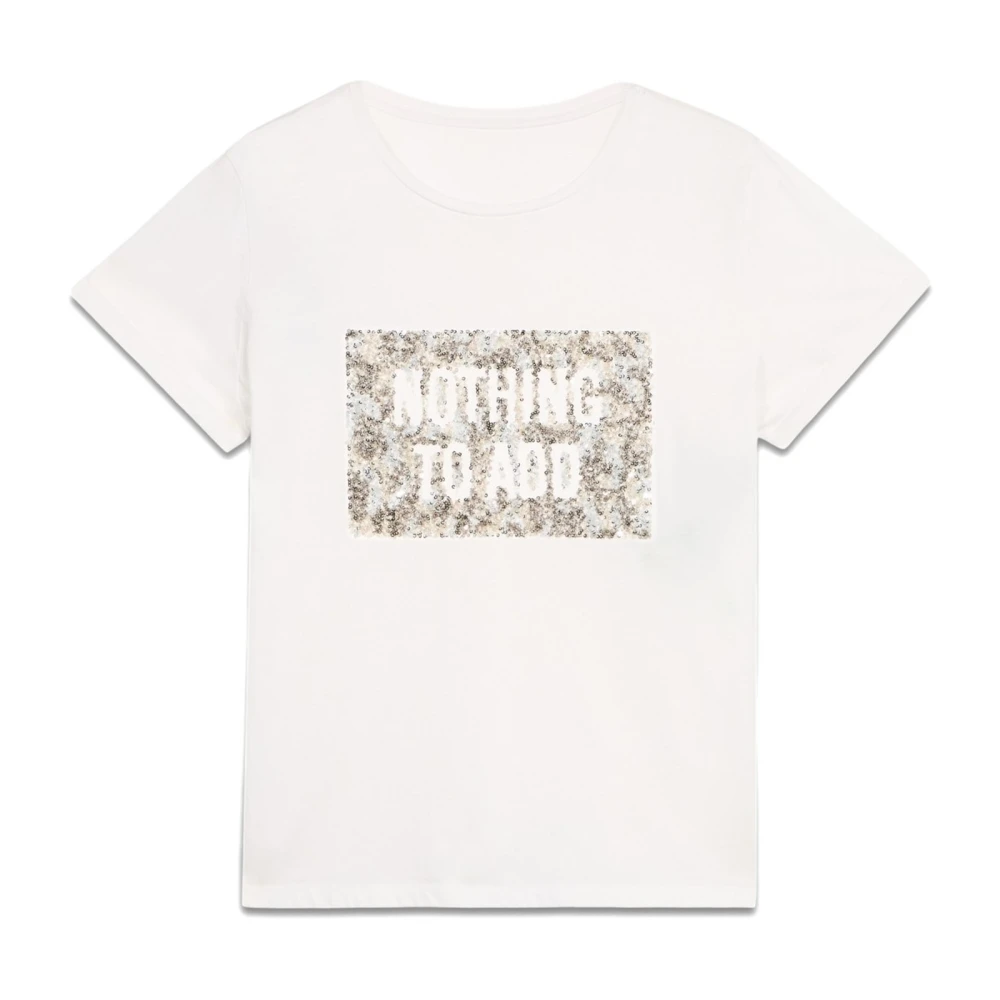 Oltre T-shirt met paillettenborduurwerk White Dames