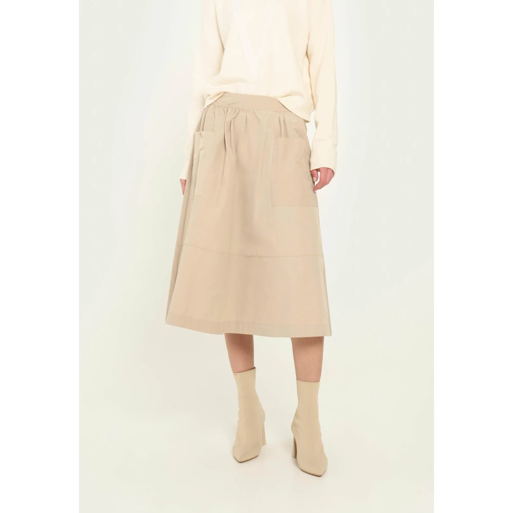 Vicario Cinque Flared katoenen taffeta rok met rits Beige Dames