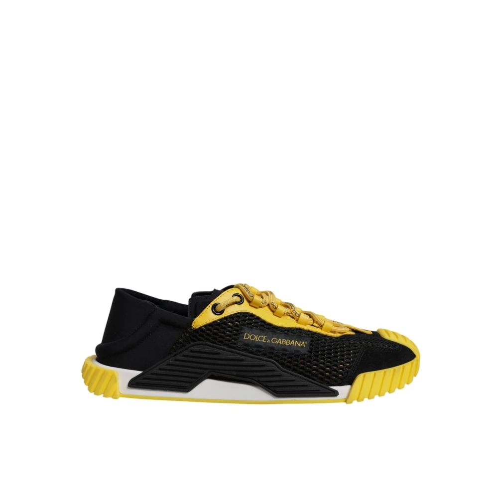 Dolce & Gabbana Men's Multicolor Sneakers, 5 Uk, Black Yellow Slip-On Trainers