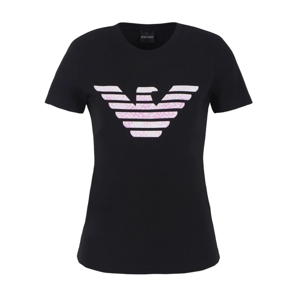 Emporio Armani Zwart Logo Print T-shirts en Polos Black Dames