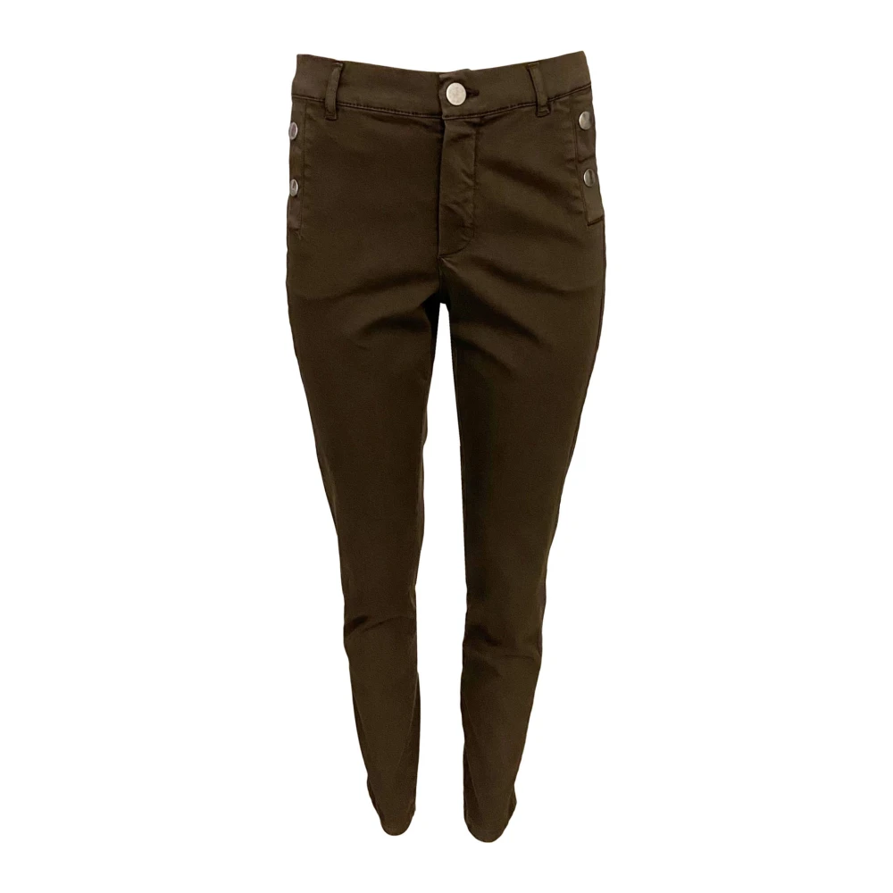 2-Biz Slim-Fit Eleganta och Bekväma Byxor Brown, Dam