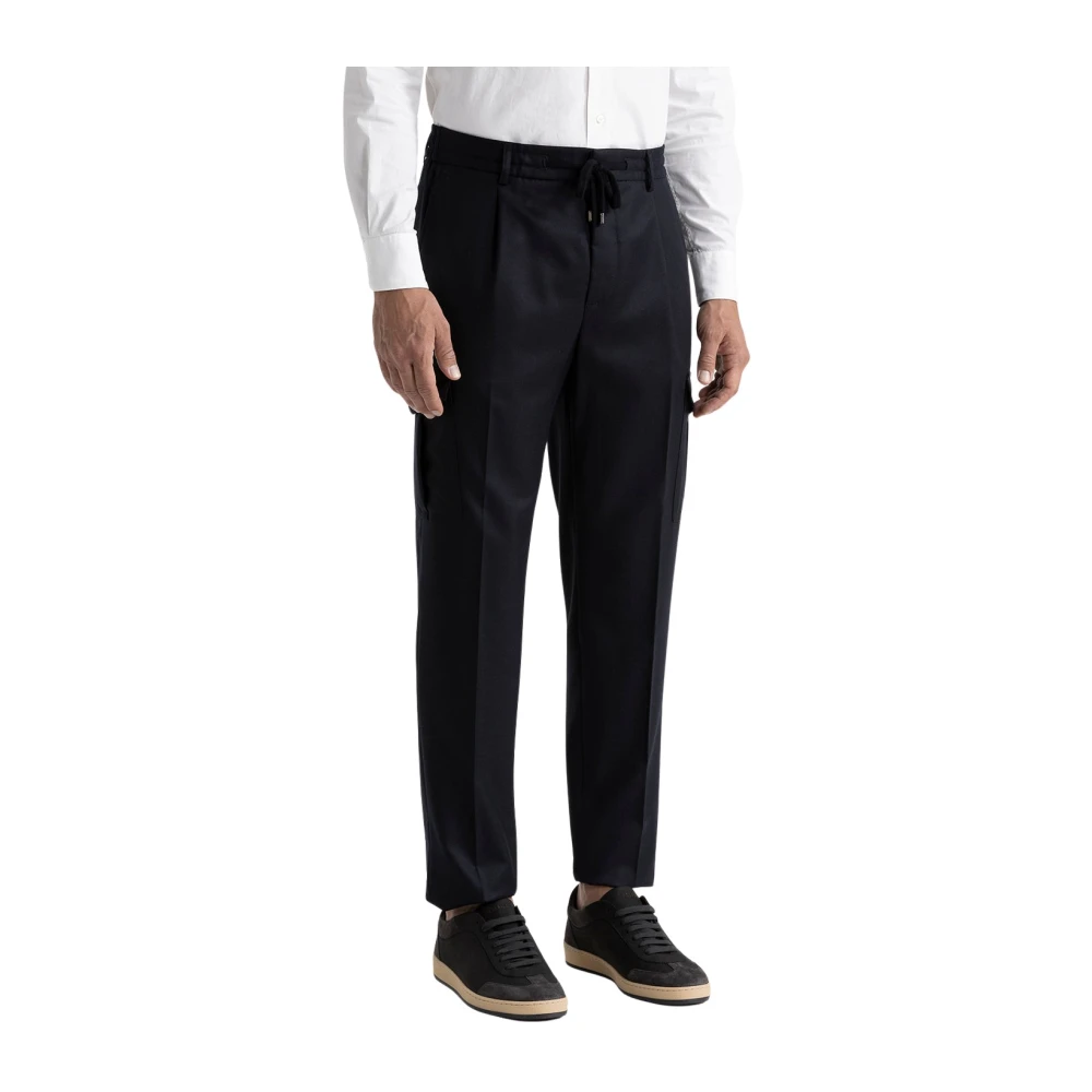 PESERICO Puur wollen broek met zakken Blue Heren