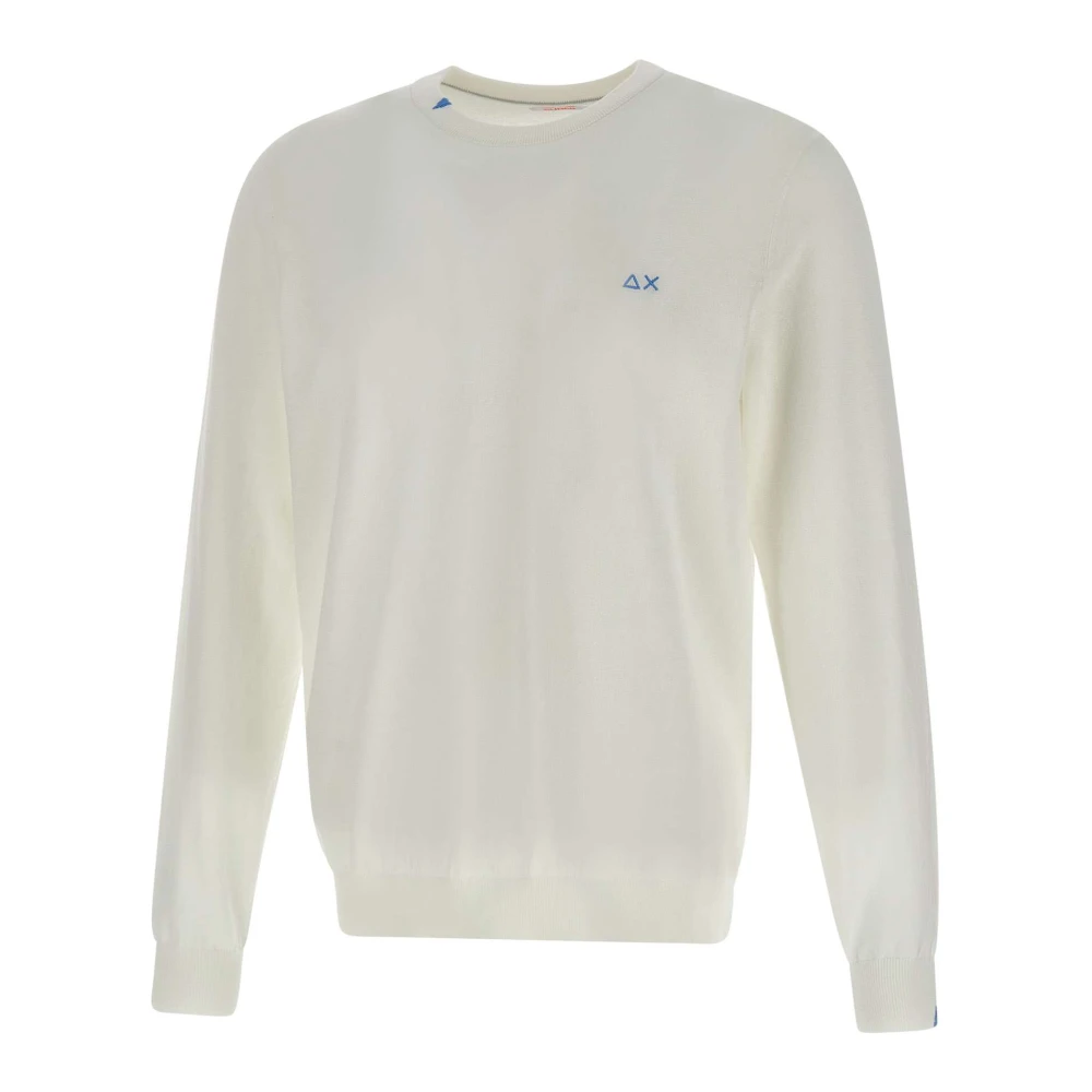 Sun68 Men's White Round-Neck Knitwear, L, Jumper Basic