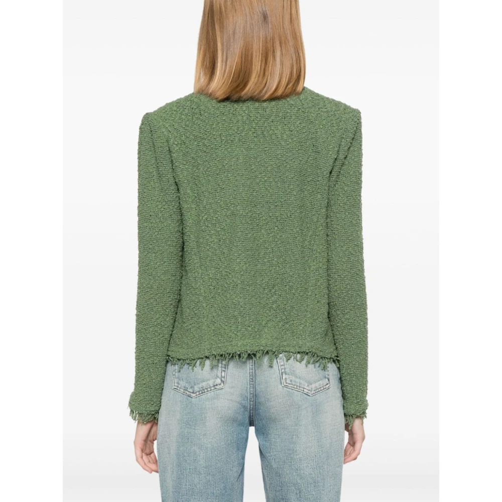 IRO Groene Bouclé Frayed Edge Jas Green Dames