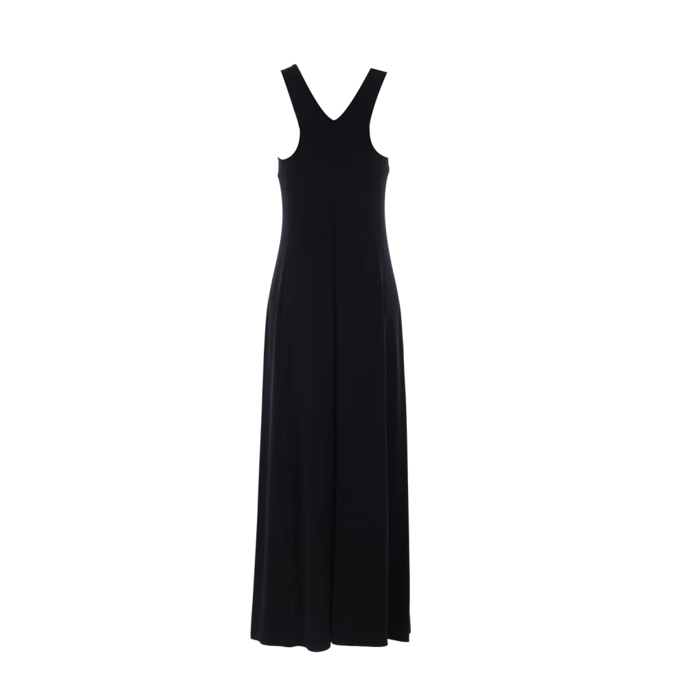 Max Mara Zwarte Lange Jurk Pompei Viscose Black Dames