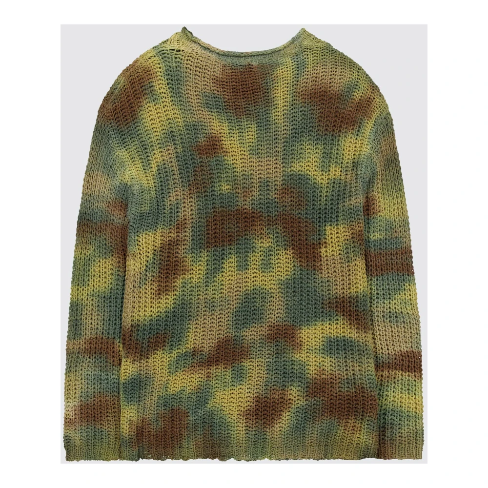 Laneus Tie Dye Camo Print Sweater Green Heren