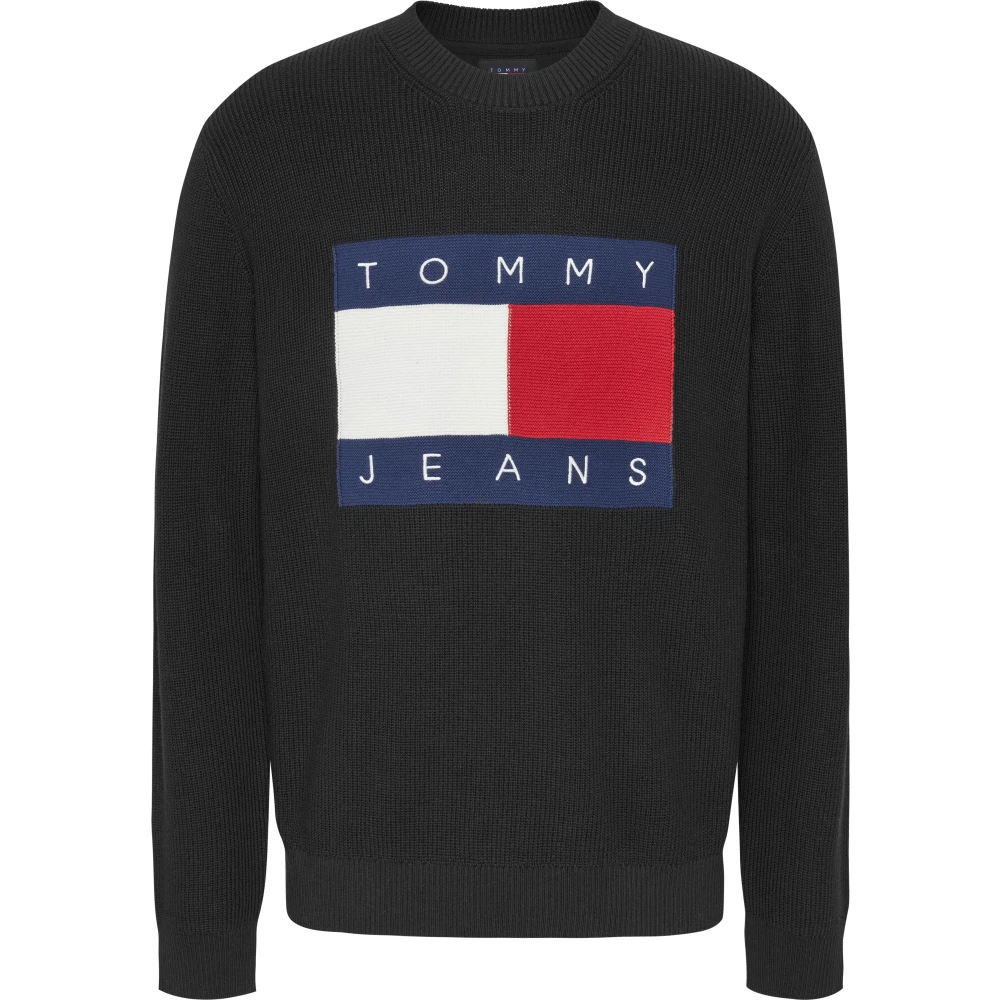 Tommy Hilfiger Zwart Katoenen Gebreide Lange Mouwen Ronde Hals Black Heren