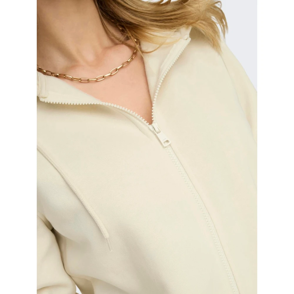 Only Hoodie met rits en lange mouwen voor dames Beige Dames